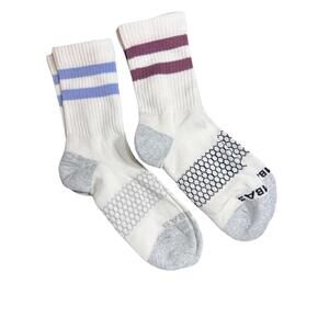 Bombas Vintage Style Purple Stripe Crew Socks Lot Of 2 Pairs Size M Retro NWOT